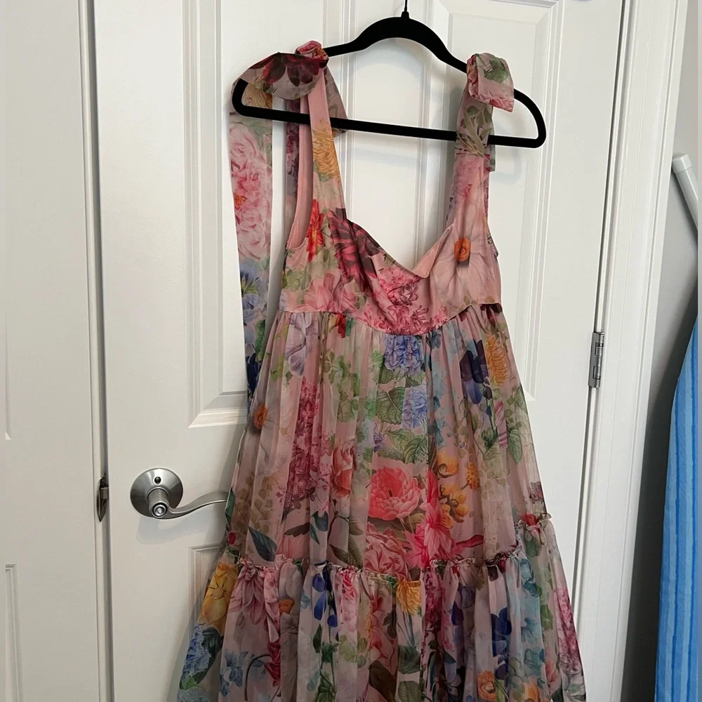 NWOT Bhldn Isabella Tiered Square-Neck A-Line MIDI Dress - Picture 5 of 7